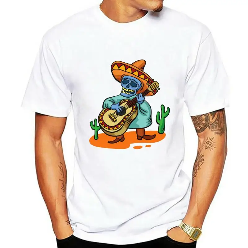 

Мексиканский череп с гитарой пустыни Мужская футболка-изображение пользовательского принта футболка