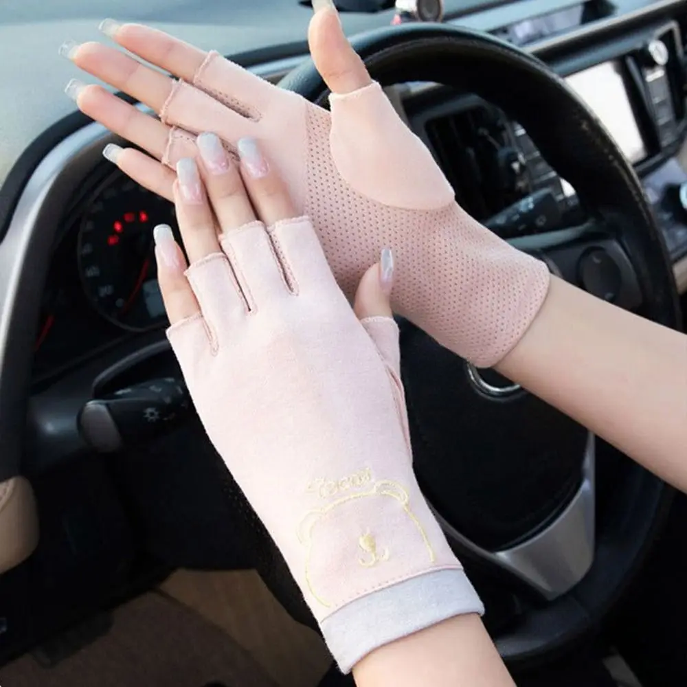 

Велосипедные перчатки, хлопковые перчатки с защитой от УФ-лучей, перчатки с полупальцами с надписью, летние солнцезащитные перчатки, перчатки для сенсорного экрана, женские перчатки