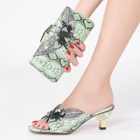 shoes italian summer sandals crystal sexy new design party banquet wedding womens wallet shoe and bag set for african women