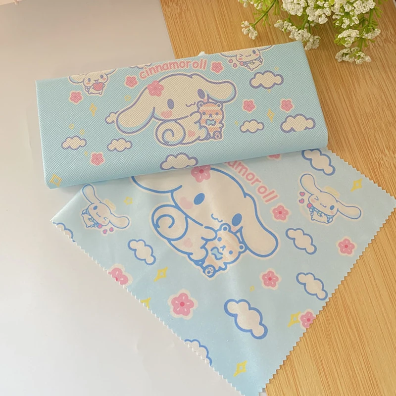 

Sanrios Cinnamoroll Kuromi портативная фотобумага с тканью для очков My Melody аниме мультяшная школьная коробка для хранения при близорукости