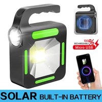 portable solar lantern cob led work lamp waterproof emergency spotlight usb rechargeable hand lamp for outdoor hiking camping