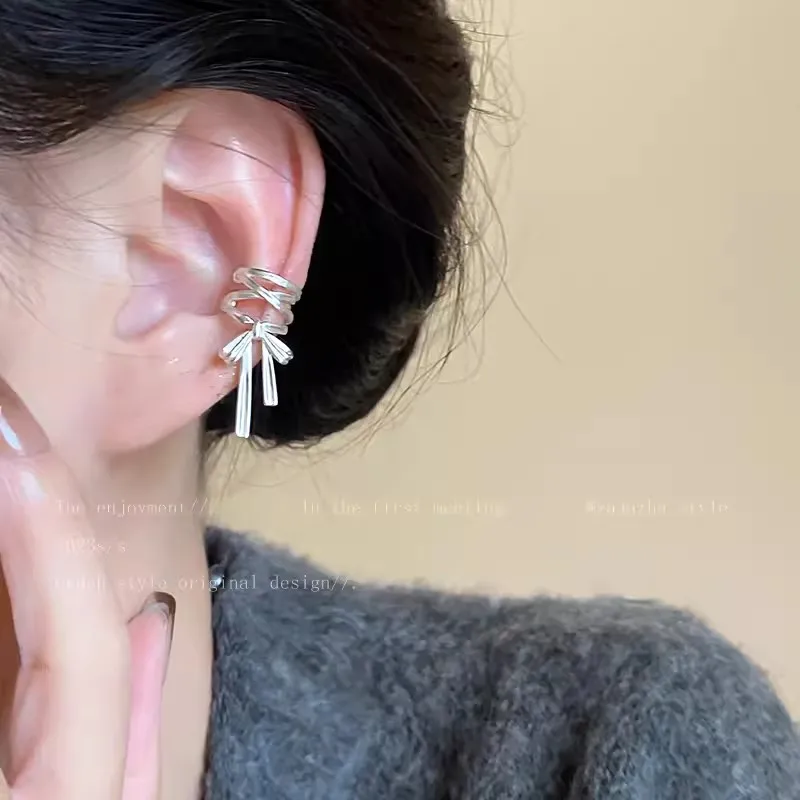 KADRUFI серьги-каффы с бантиком для балета девушки без пирсинга женские корейские