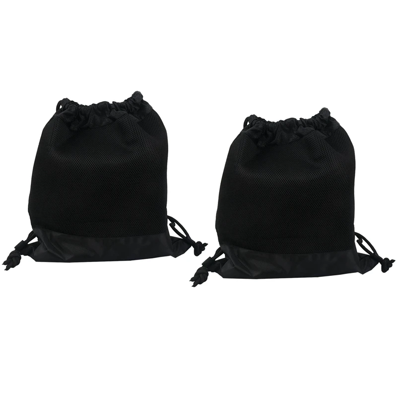 

2X Outdoor Women Men Nylon Black Ultralight Backpack Football Basketball Bag String Drawstring Sport Bags(Big)