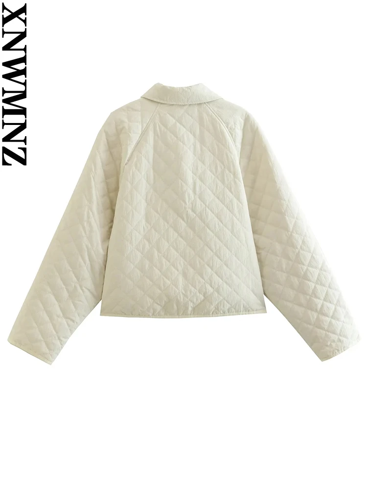 XNWMNZ 2022 Women Fashion Autumn Winter Beige Oversize Parkas Long Sleeve Pockets Female Chic Warm Jacket Coat
