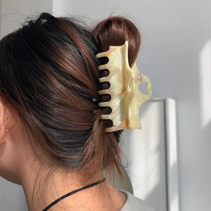 Creative Personality Crystal Brown Color Marble Design Hairpin Hair Clip for Women Girl Cute 2024 NEW Autumn Winter Jewelry