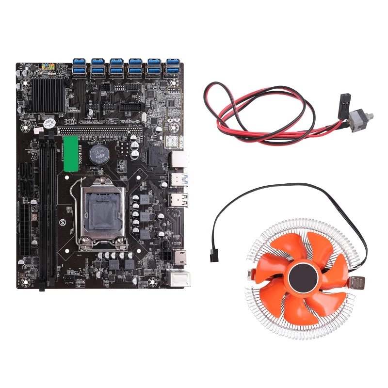 

B250C BTC Mining Machine Motherboard 12 USB 3.0 to PCI-E X16 Graphics Card Support LGA 1151 DDR4 DIMM SATA3.0 for Miner