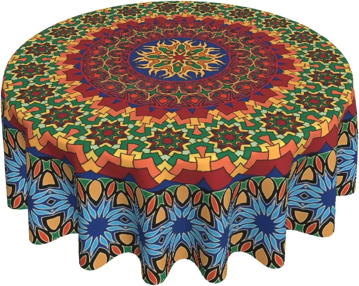 

Bright Mandala Table Cloth Boho Round Tablecloth 60 Inch Colorful Floral Tablecloth for Parties Dining Table Living Room Kitchen