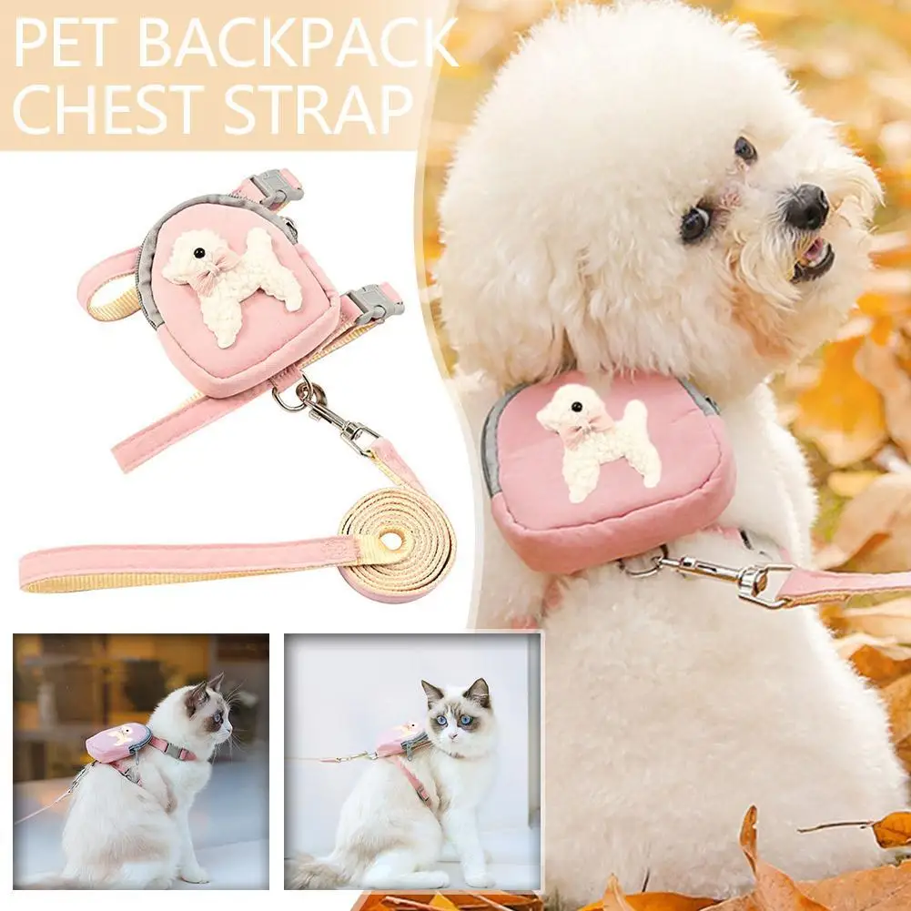 

Adjustable Dog Traction Rope Portable Dog Accessories Poodle Chest Strap Pet Backpack Harness Bag Dog Traction Rope Pet Knapsack