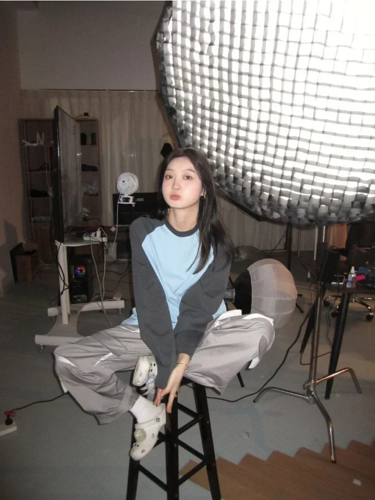 Корейская модная лоскутная футболка большого размера женские винтажные топы с