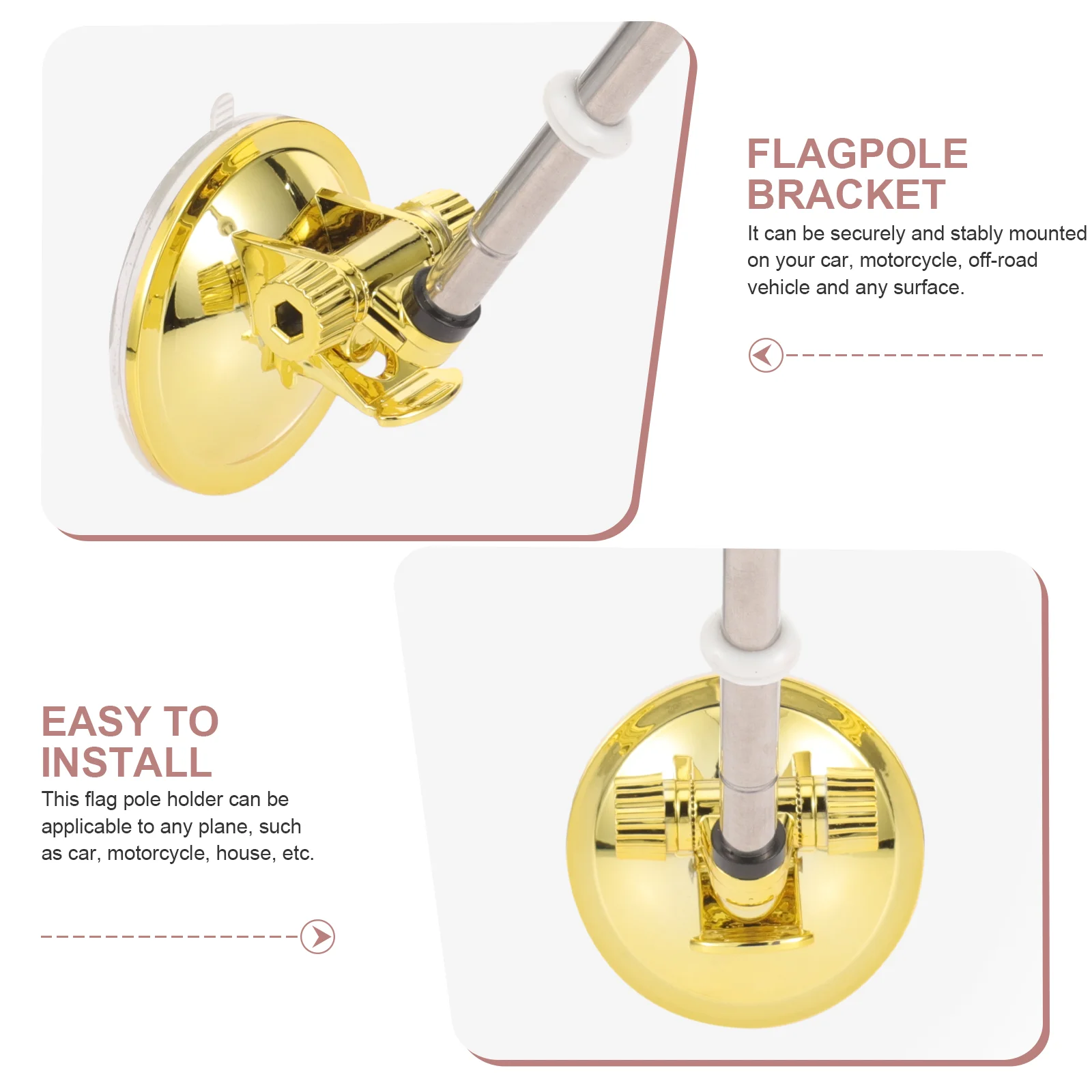 Подставка для флагштока из нержавеющей стали на присоске автомобильное