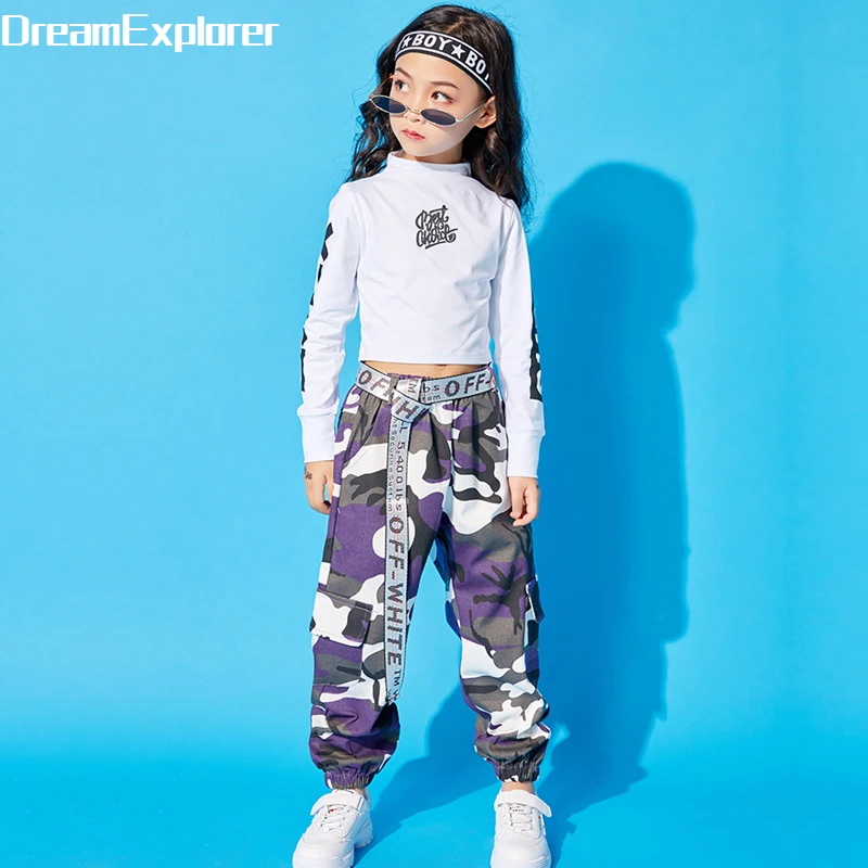 Укороченный топ для девочек в стиле хип-хоп камуфляжные брюки комплекты одежды
