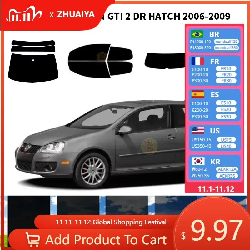 

Нанокерамическая Автомобильная УФ-пленка Precut для окон, автомобильная пленка для окон для VOLKSWAGEN GTI 2 DR hat2006-2009