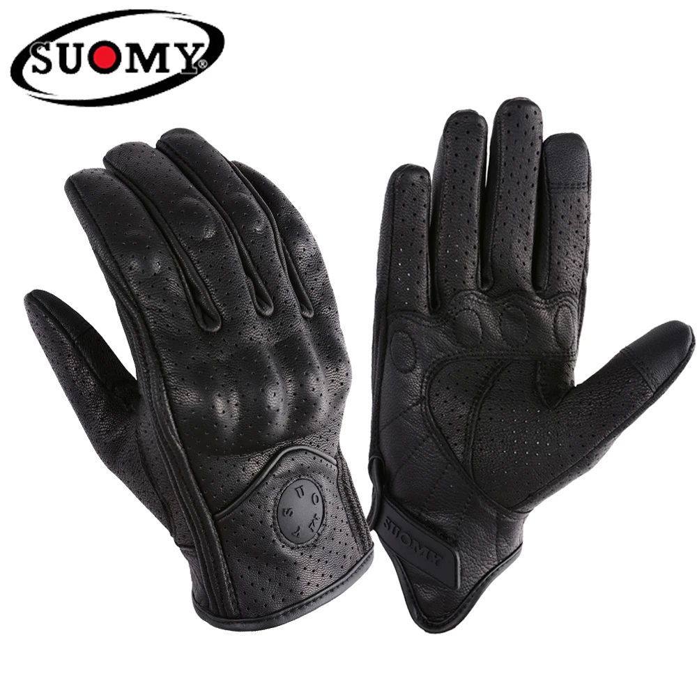 

Черные Мотоциклетные Перчатки SUOMY для мужчин и женщин, кожаные летние велосипедные перчатки для мотокросса, вездехода, мотора, новинка