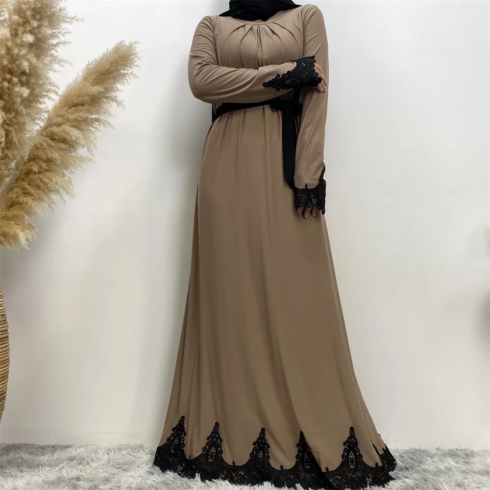 

Modest Abaya Muslim Women Lace Dress Dubai Kaftan Turkey Caftan Jilbab Moroccan Maxi Gown Islamic Clothing Ramadan Abayas Robe