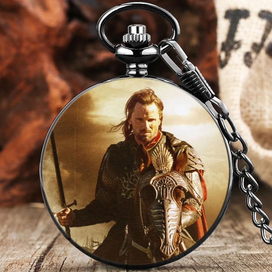 

Ancient General Warrior Design Pocket Watch Chain Jewelry Military Watch for Men Archaic Timepieces Black Soldier Watch Gifts