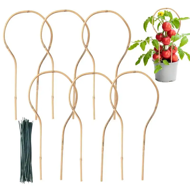 

-shaped Bamboo Trellis 6pcs -Shaped Plant Support Hoop Stake For Potted Plants Climbing Small Trellis For Potted Plants Vine Ivy