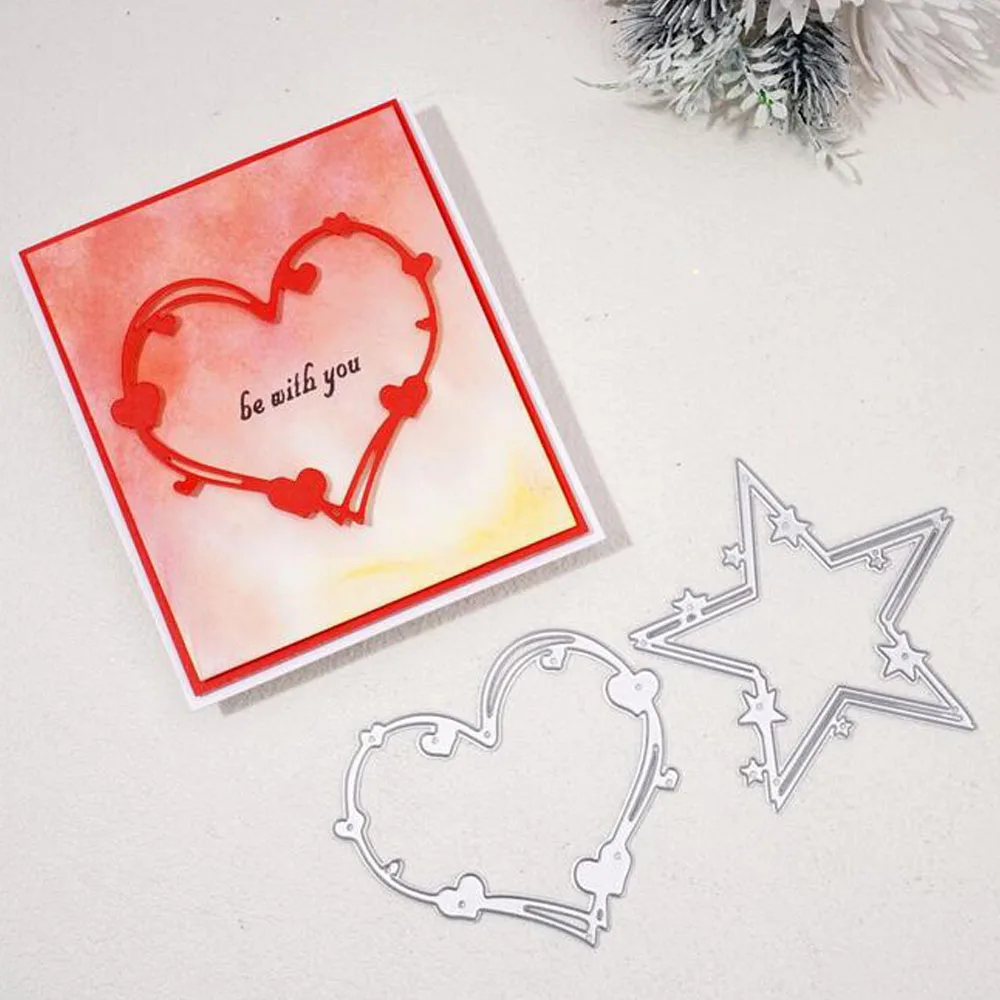 Набор Металлических Штампов Для Высечки - Узоры В Виде Звезды Сердца Дерева