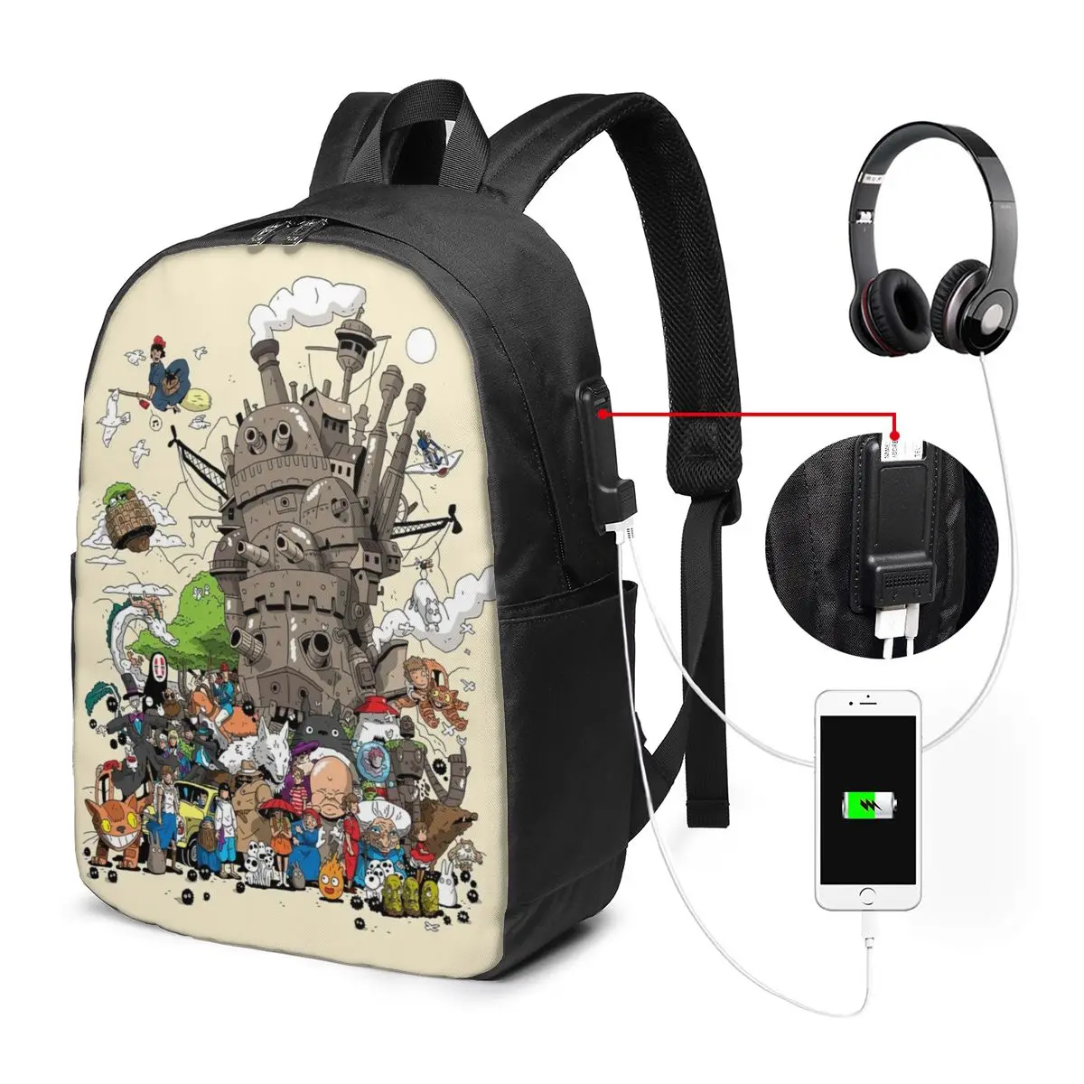 

Backpack Men Women Backpack Bags Teenage Travel Anime Spirited Away Mononoke Ghibli Hayao Miyazaki Totoro Rucksack Outdoor
