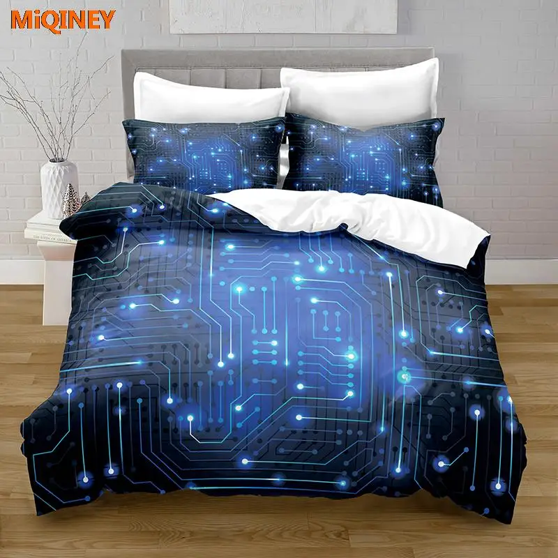 

MiQINEY Home Textiles Printed Circuit Board Bedding Quilt Cover & Pillowcase 2/3PCS US/AE/UE Full Size Queen Bedding Set