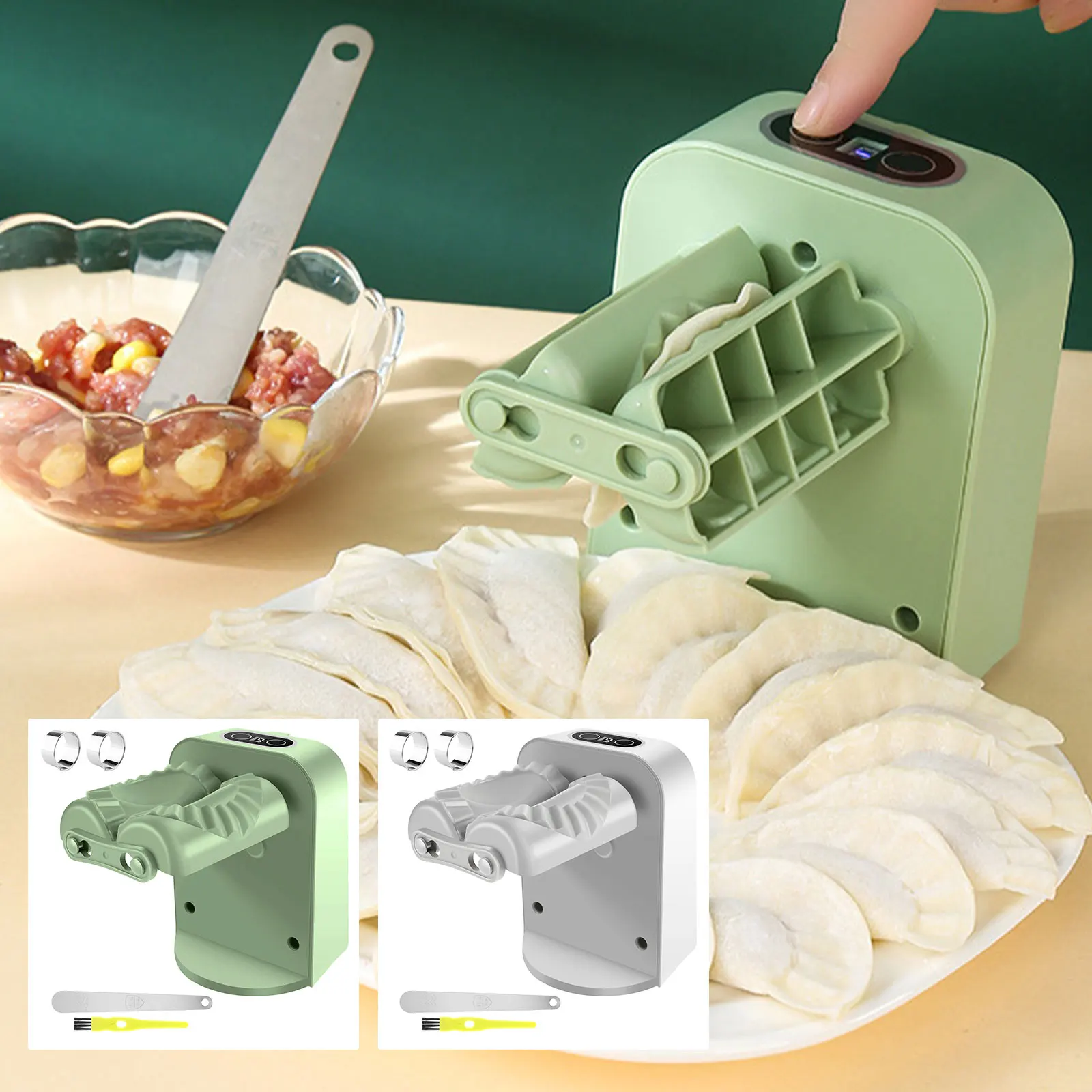 

6Pcs Dumpling Maker Machine 3 Modes Household Automatic Dumpling Maker with Spoon Brush Easy to Clean Dumpling Press Machine