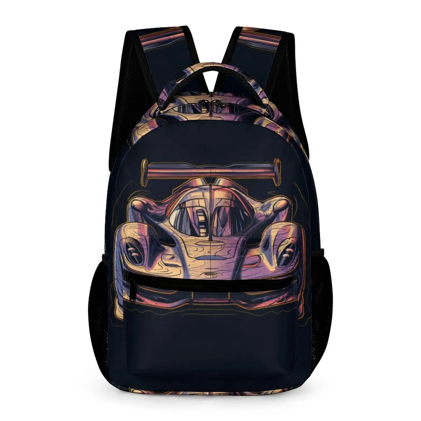 

Dazzling Sports Car Backpack Vibrant Tones Vintage Kawaii Backpacks Girl Camping Print High School Bags High Quality Rucksack