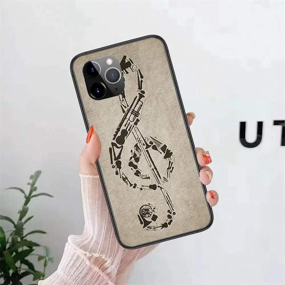 Фото Чехол-мобильный телефон для IPhone 13 12 Mini 11 Pro XS MAX, XR, X, 8, 7, 6S, 6 Plus, 5S, SE, мягкий, для скрипки и музыкальных нот №5