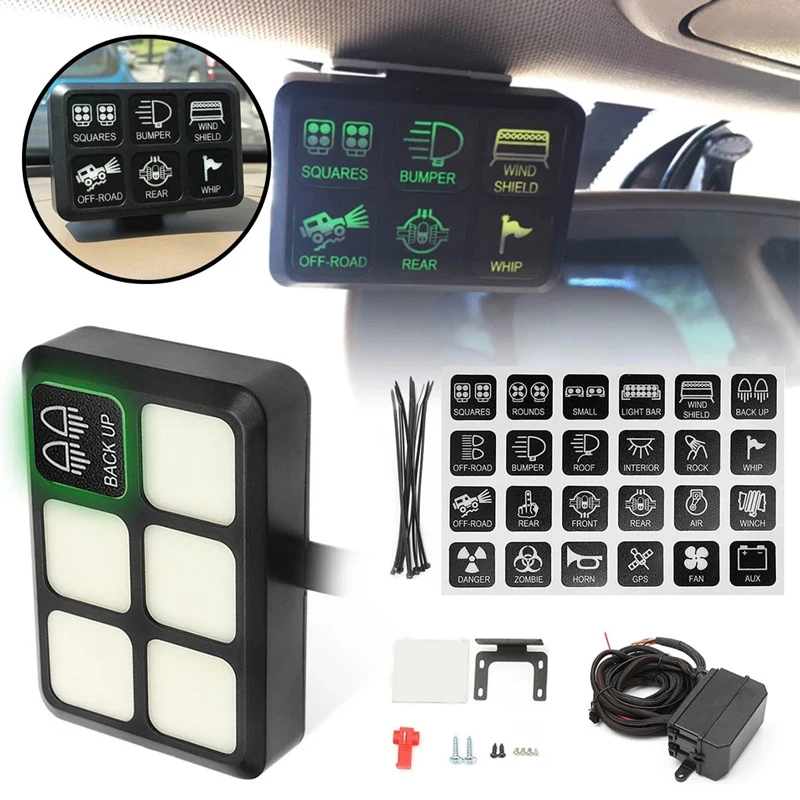 

12V Press Screen Switches Panel 6 Gang LED Switch Panel Press Control Panel Box for Car Marine Boat Caravan