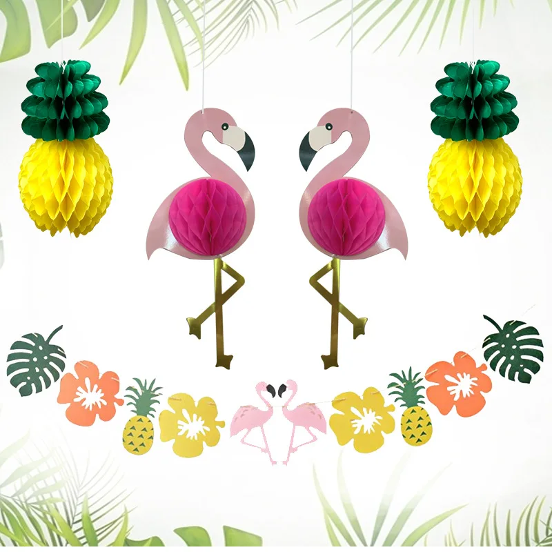 

Pineapple Flamingo Paper Honeycomb Ball Hawaii Party Decor Aloha Lets Flamingo Summer Beach Birthday Party Supplies Kids Favor