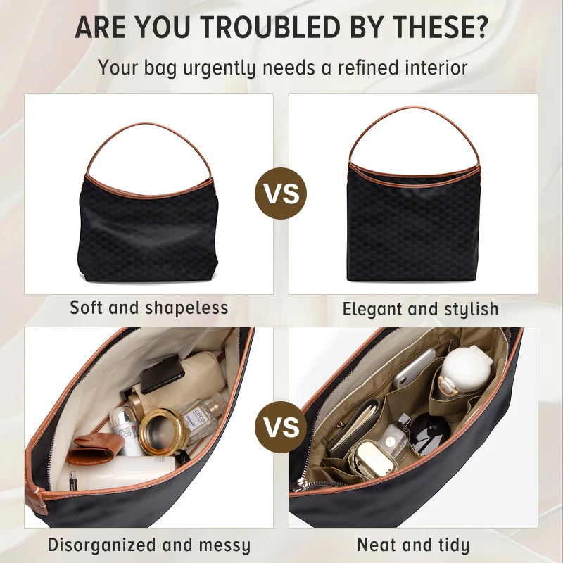 Фото WUTA Dupont бумажный пакет-органайзер, вставка для Goyard Hobo, портативная дорожная сумка, вкладыш для хранения косметической внутренней сумки, поддерживающий формирователь №3