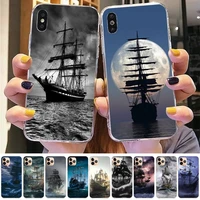 yinuoda sailing ship pirate ship phone case for iphone 11 12 13 mini pro xs max 8 7 6 6s plus x 5s se 2020 xr case