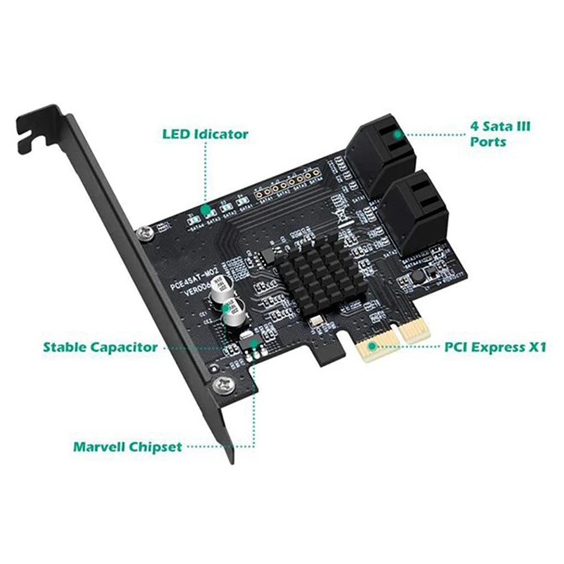 SATA PCI-E4 Ports Expansion Card Sata Controller PCI To 3.0 88SE9215 Extended IPFS Hard Disk Raid |