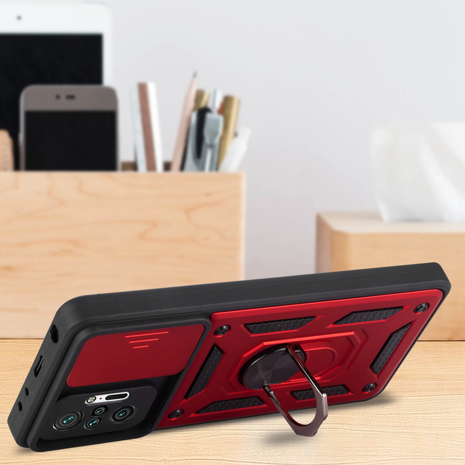 Protection Fashion Shockproof Phone Case For Xiaomi Redmi Note 10 10S Pro Max 5G Rugged Armor Car Magnetic Ring Kickstand Cover |