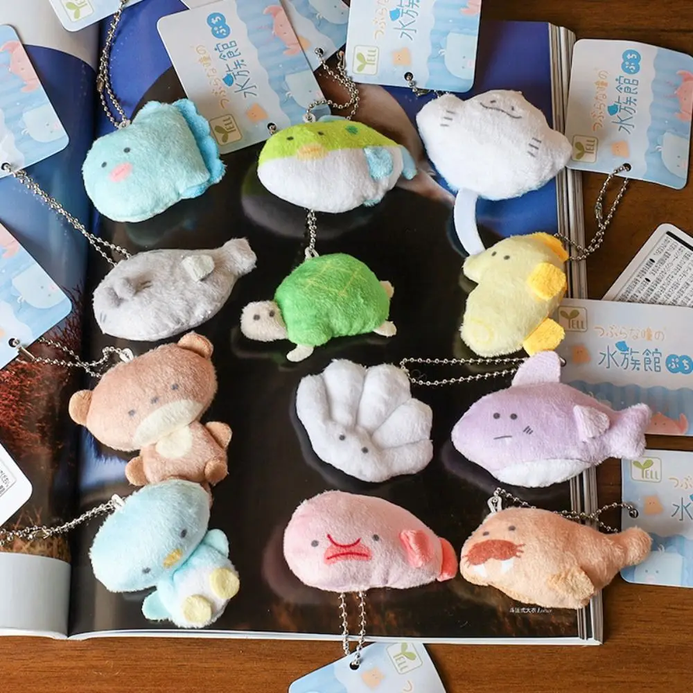 

NEW Aquarium Figures Plush Pendant Key Chain Shark Penguin Sunfish Seal Shell Kawaii Plush Stuffed Pendant Bag Accessories