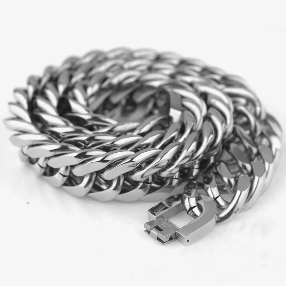 

Wholesale Price 21mm 60cm Heavy Miami Cuban Link Chains Necklaces Hip Hop Men Jewelry Thick Stainless Steel Big Chunky Necklace