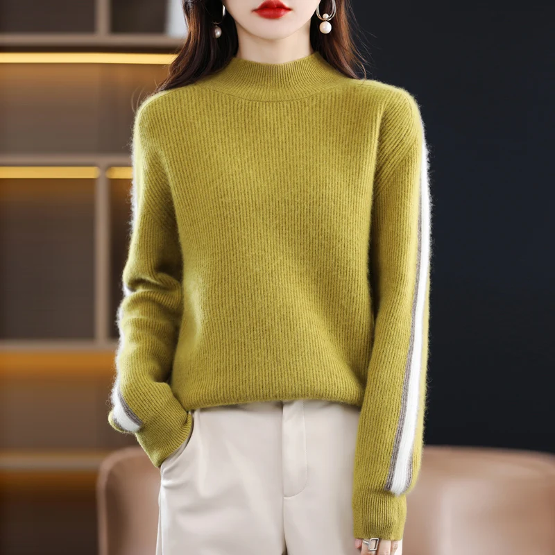 BELIARST 100% мериносовая шерстяная одежда Женский пуловер с полувысоким воротником