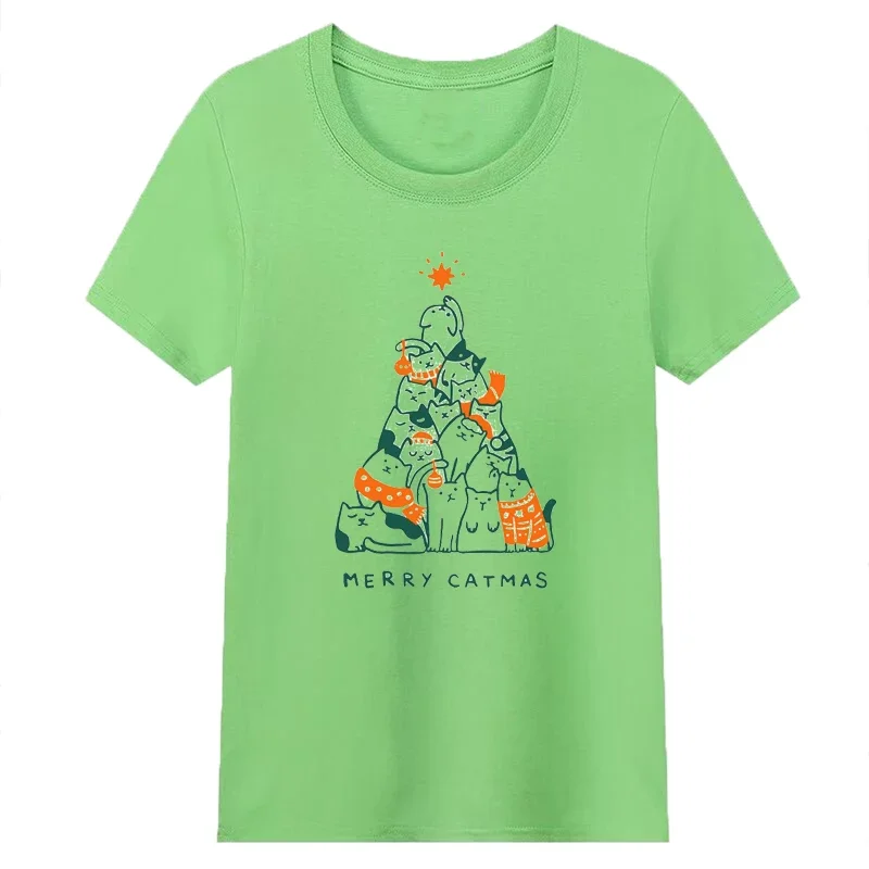 Смешные Женские футболки Meow Catmas эстетическая одежда белая футболка для