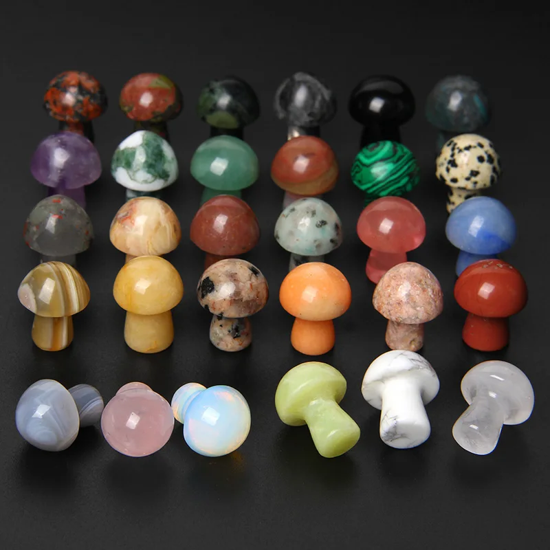 

15*20mm Healing Cute Mushroom Figurine Crystal Aventurine Statue Natural Stone Agates Mushroom Ornaments Home Craft Decoration
