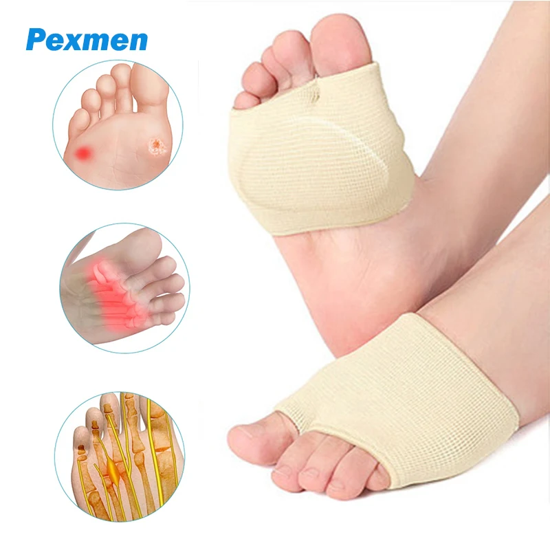 Pexmen 2 pezzi cuscinetti metatarsali Ball of Foot cuscini maniche in Gel cuscini Pad tessuto calzini morbidi per supporti piedi sollievo dal dolore