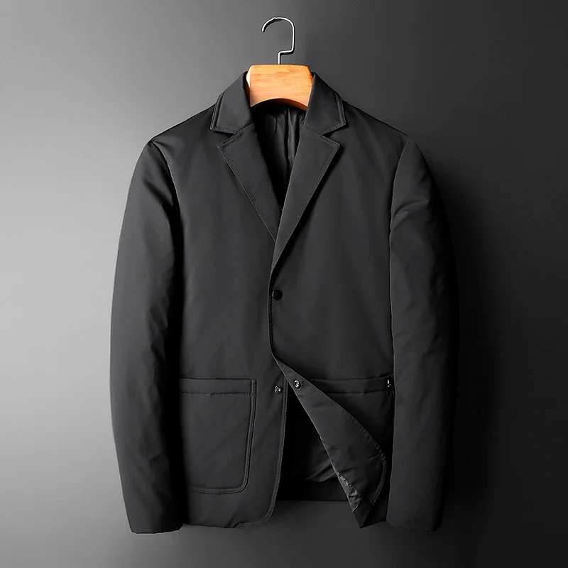 

Мужской однотонный Блейзер на белом утином пуху, роскошные деловые повседневные однобортные мужские куртки, модель 5XL на осень и зиму