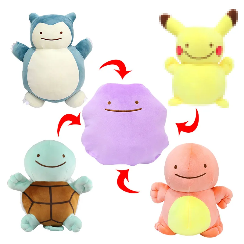

Multiple Styles Double Sided Pokemon Plush Toy Ditto Reversible Flip Kawaii Cartoon Image Expression Eevee Snorlax Stuffed Doll