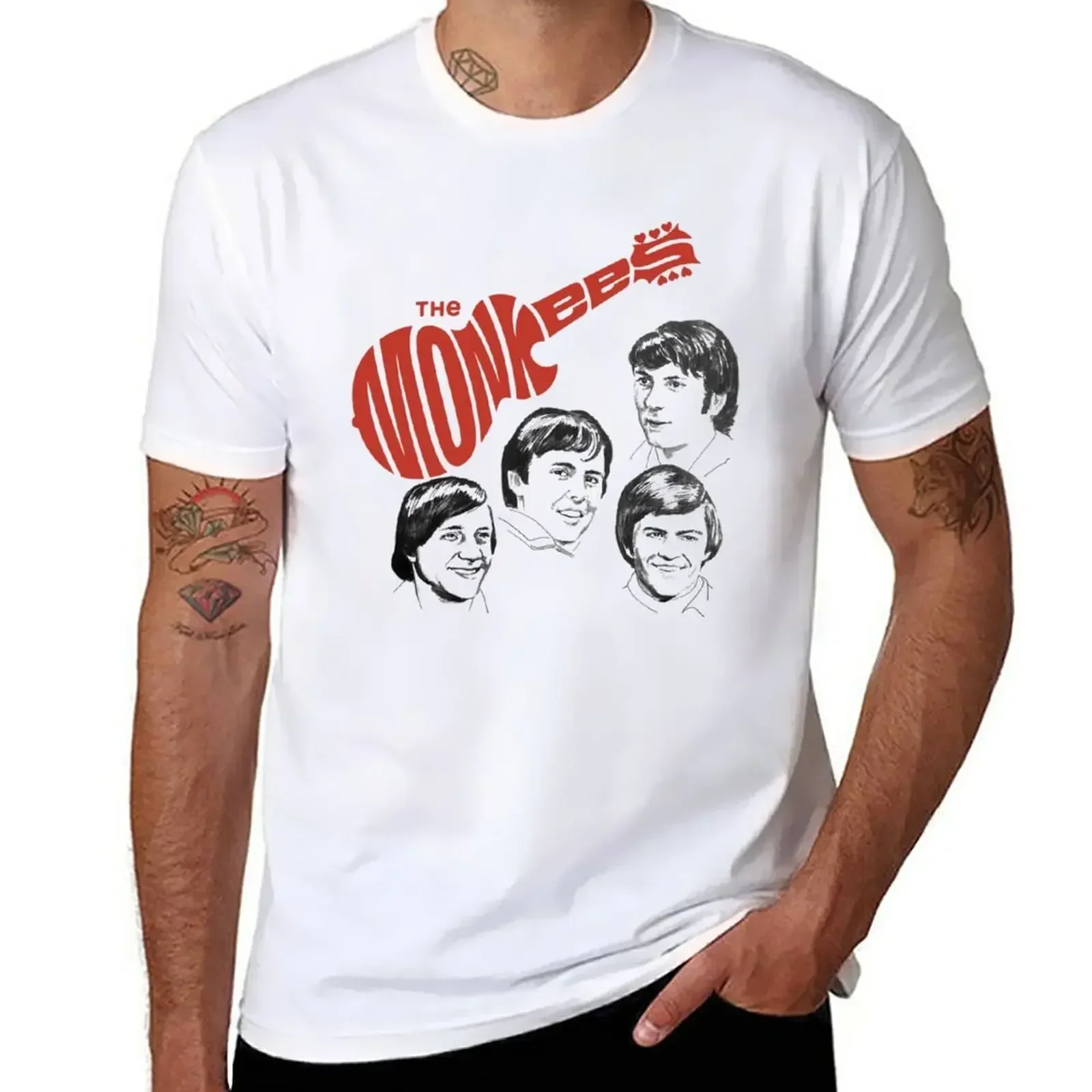 Фото Футболка Monkees с короткими рукавами, плотная, в стиле кавай, мужская одежда, мужские футболки №1