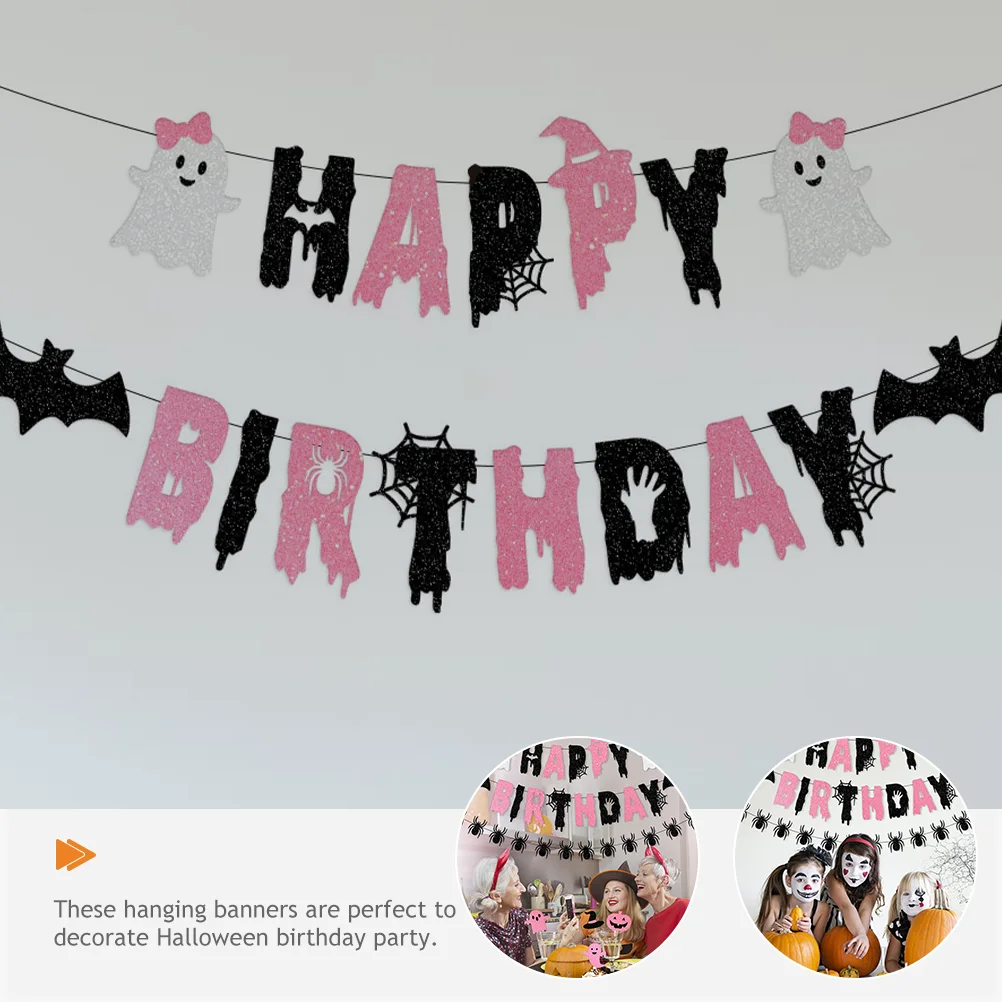 Премиум Хэллоуин День Рождения Украшения Овсянка Баннер Жуткая Одна Девушка