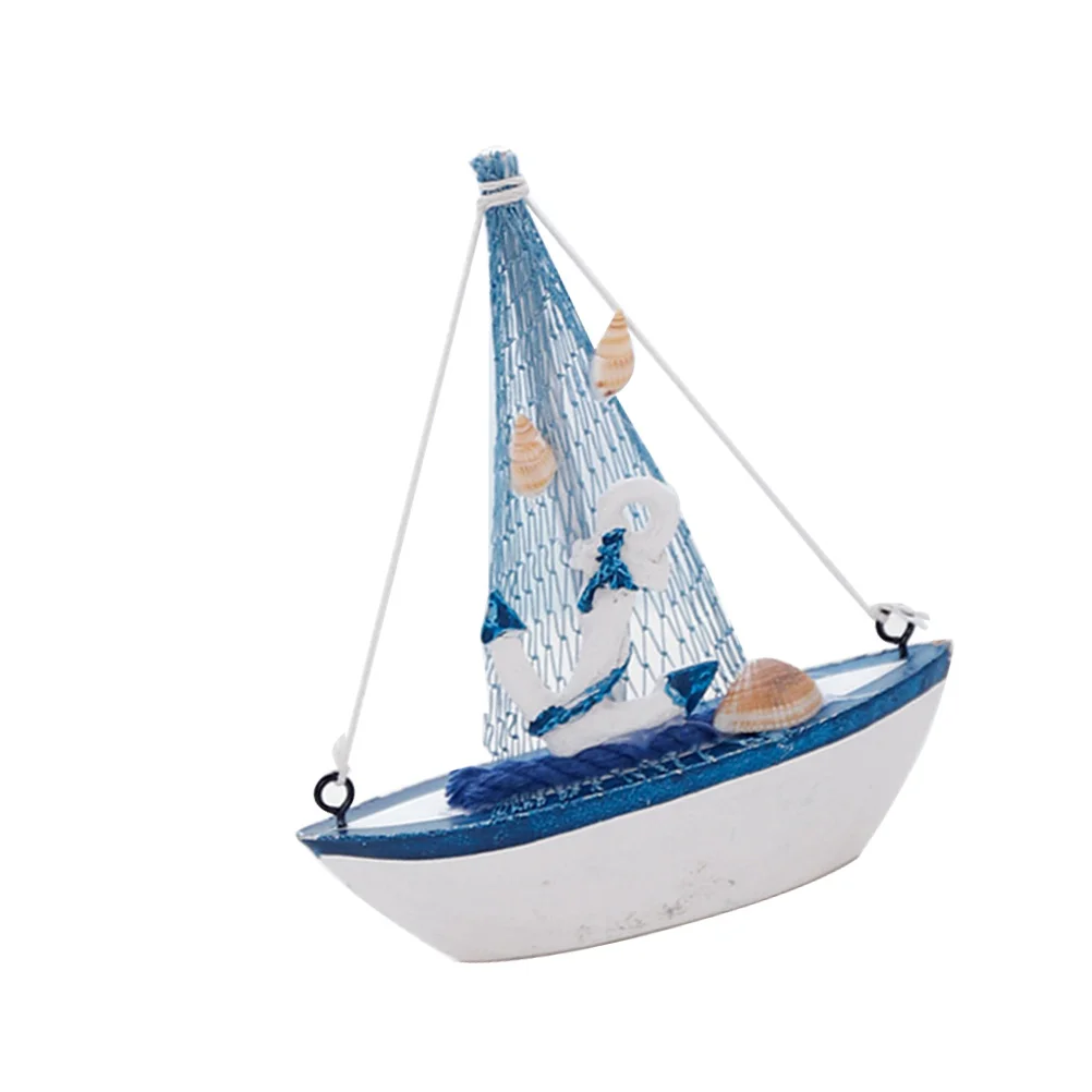 

Sailboat Decoration Decor Nautical Boat Model Sailing Ship Beach Ornament Coastal Mini Sail Wooden Ocean Figurines Wood Statue