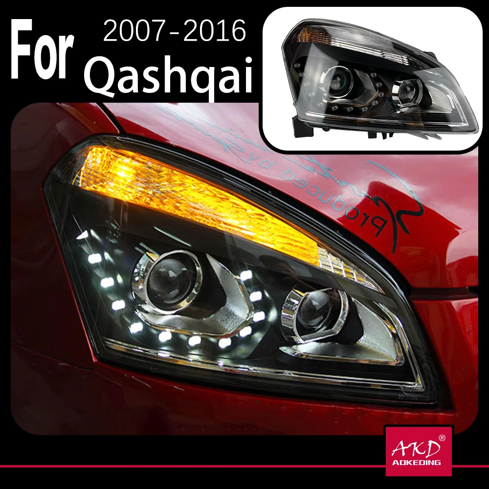 

AKD Car Model Head Lamp for Nissan Dualis Headlight 2007-2016 Qashqai LED Headlight DRL Bi Xenon Projector Lens Auto Accessories