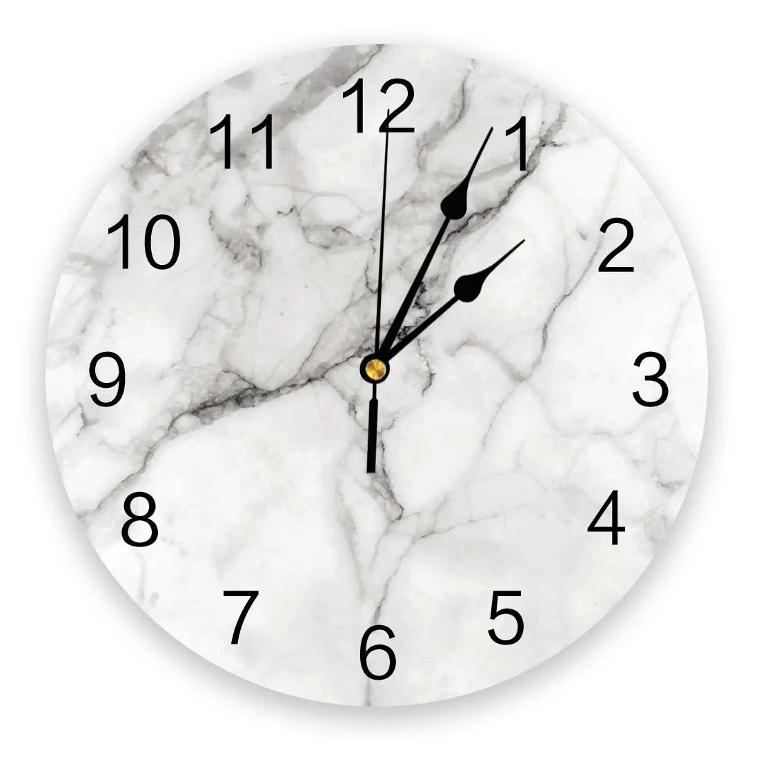 

White Marble Living Room Clock Wall Round Clocks Decor Home Bedroom Kitchen Decoration Wall Clocks