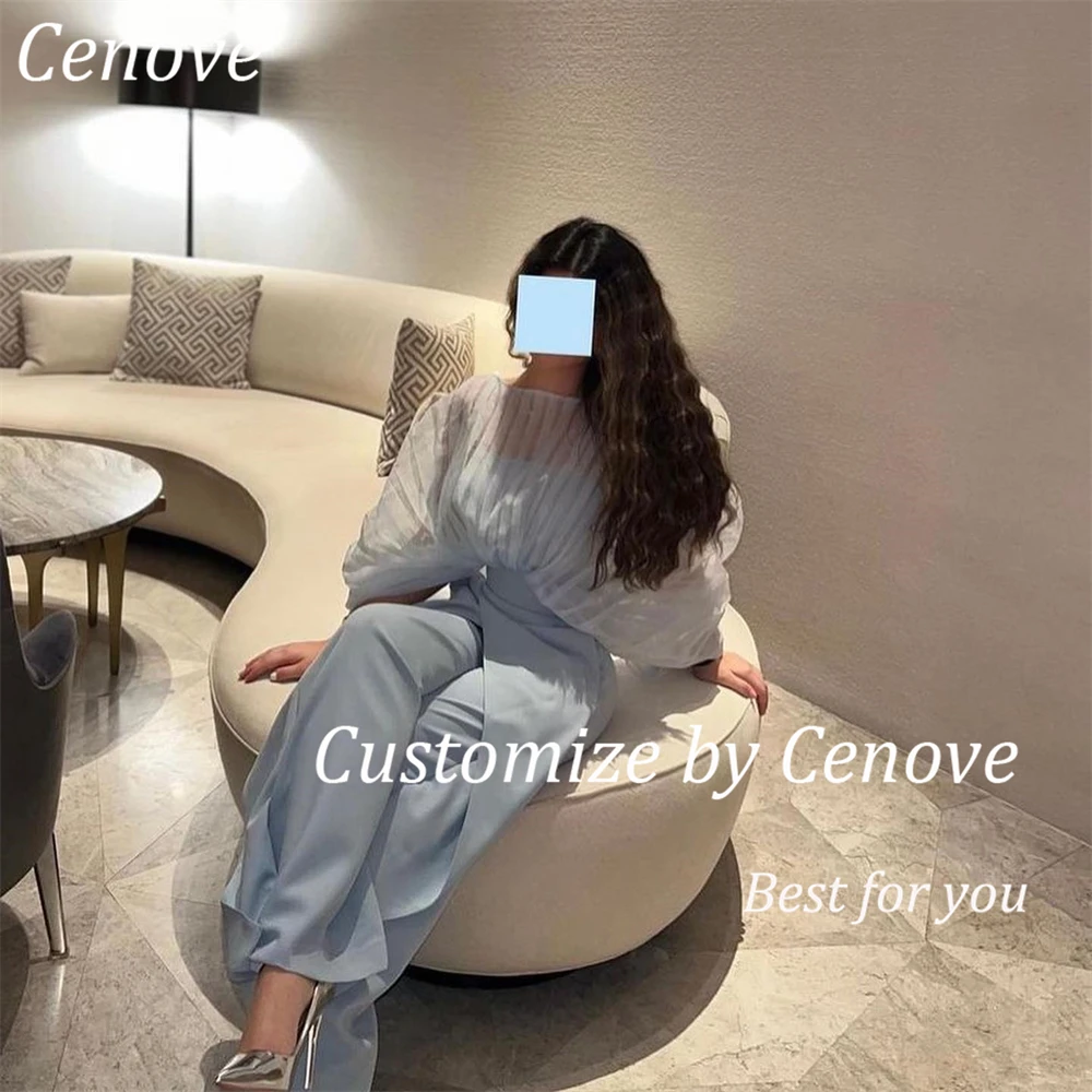 Женский длинный костюм-брюки Cenove официальное Элегантное синее платье с круглым