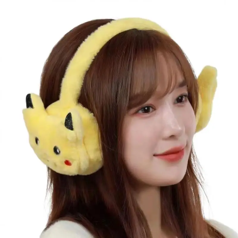 

Pokemon Pikachu Earmuff Plush Winter Warmth Cute Cartoon Animal Stuffed Girls Boy Gift Soft Ear Protection Accessories