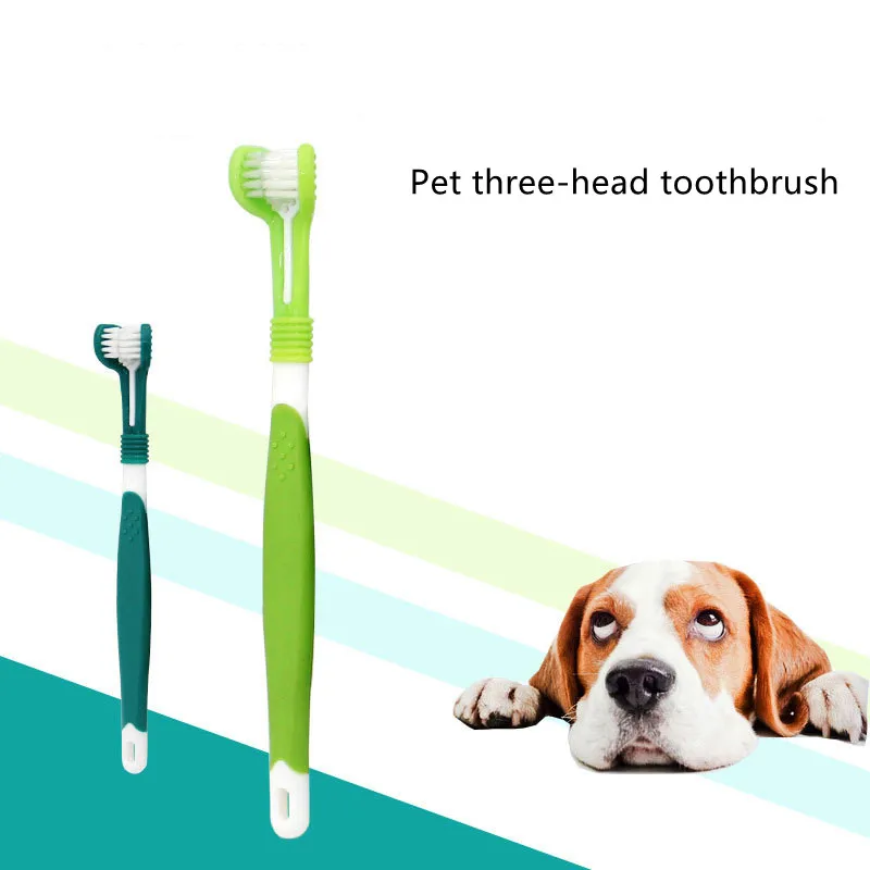 

Pet Toothbrush Three-head Toothbrush Multi-angle Dog Brush Addition Bad Breath Tartar Teeth Care Dog Cat Cleaning Mouth