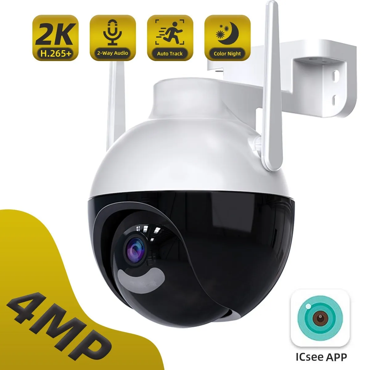 

4MP PTZ IP Camera Wireless Two Way Audio Outdoor Video Surveillance Color Night Vision 2K Security AI Track CCTV Camera WIFI