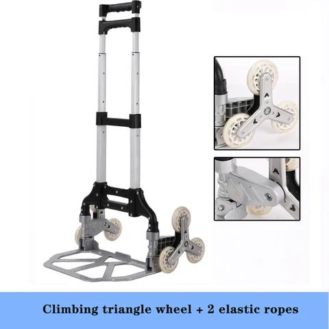 Тележка для подъема по лестнице, вездеход, тяжелый складной ручной мешок, тележка на колесах, портативная тележка для дома и путешествий, корзина с сумкой - изображение